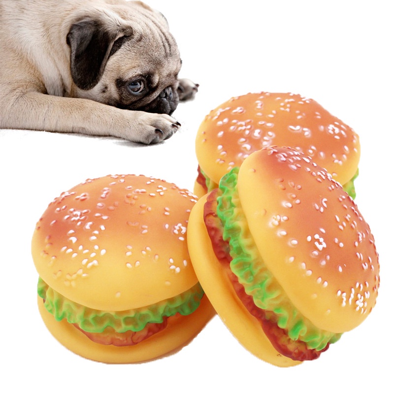 Đồ chơi nhai gặm hình bánh hamburger dễ thương cho thú cưng