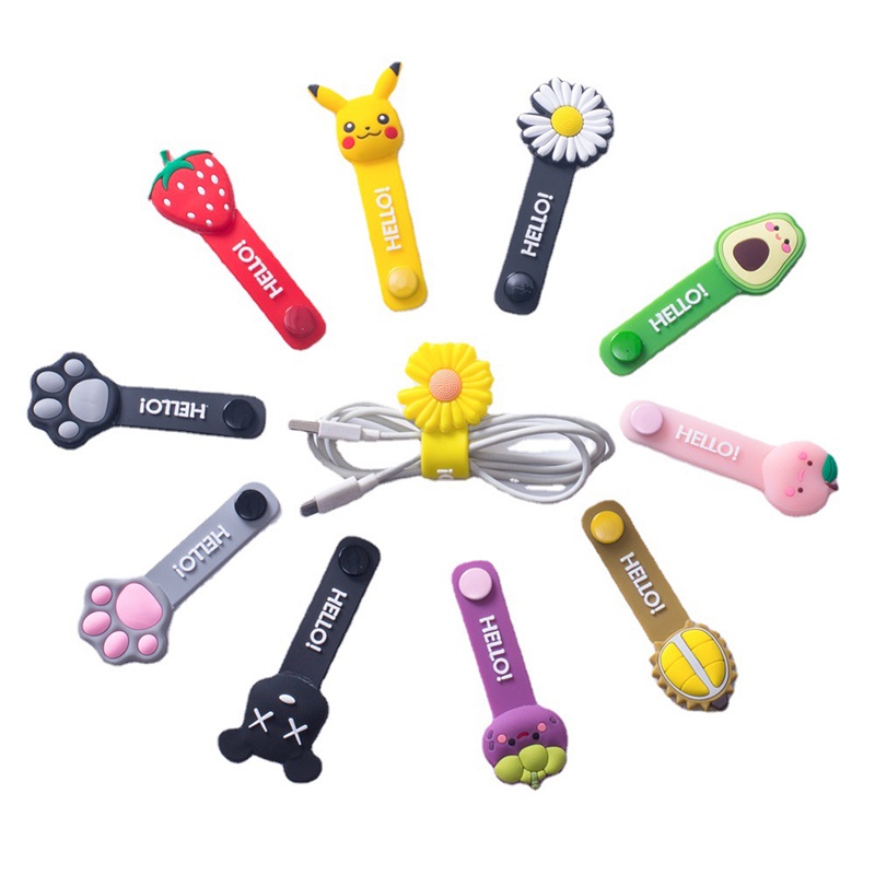 1 kẹp cố định dây cáp/tai nghe hình trái cây dễ thương tiện dụng