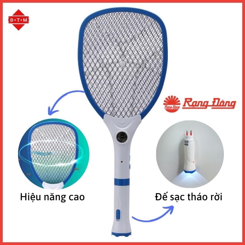 Vợt muỗi Rạng Đông VBM RD.02 - Vợt muỗi kết hợp đèn pin tháo rời dễ cắm sạc - Bảo hành 12 tháng toàn quốc
