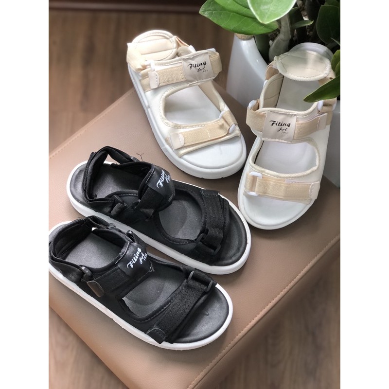 Sandal Nữ Đế Bánh Mì 2 Quai Vải Fiting Quai Sau Dán Siêu Xinh