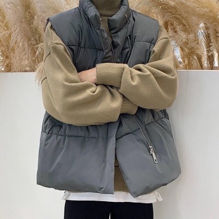 Áo Khoác Phao Nam Nữ Cổ Đứng Không Tay Dáng GiLe Phong Cách Hàn Quốc