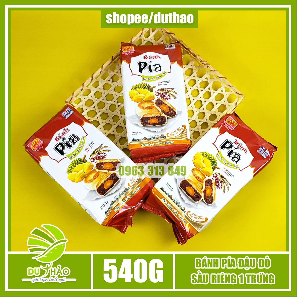 Bánh pía đậu đỏ sầu riêng trứng Tân Huê Viên 540g, đặc sản bánh pía Sóc Trăng