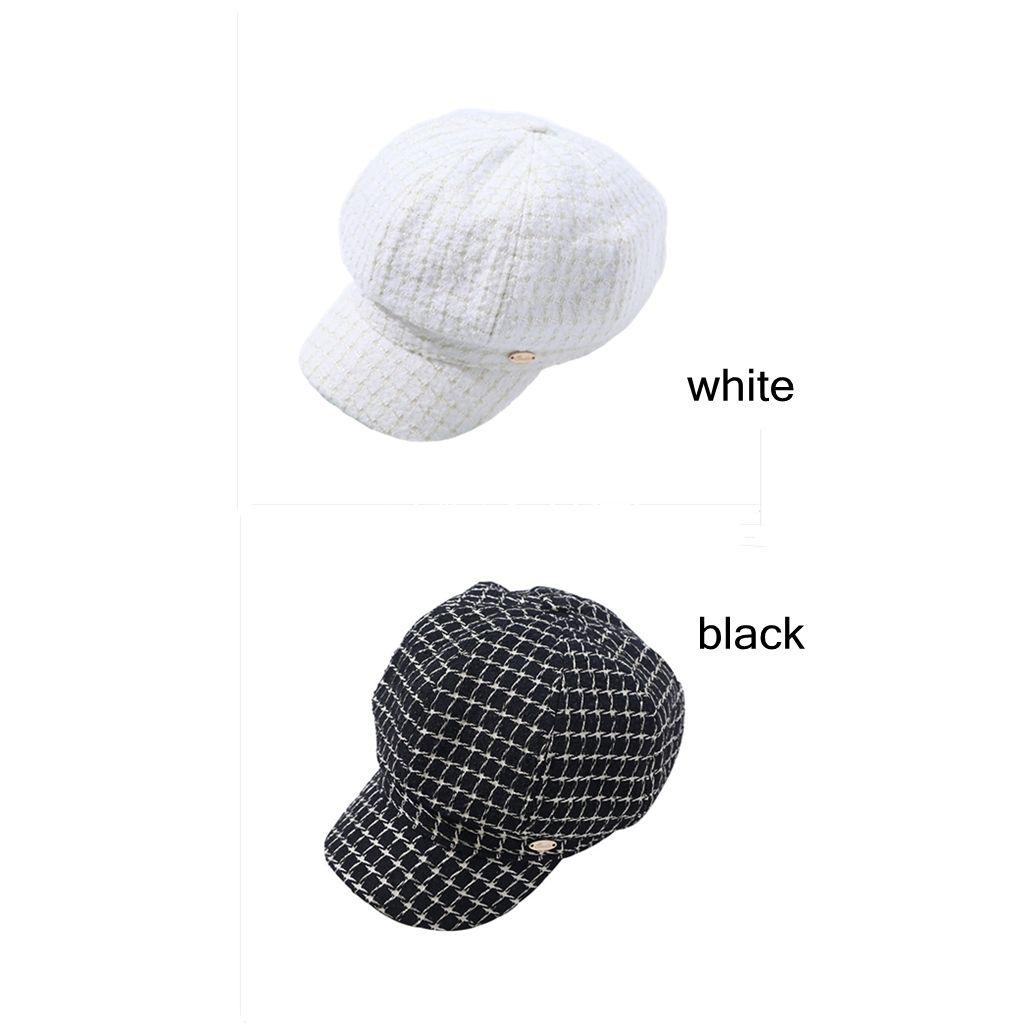 Mũ Beret Họa Tiết Sọc Caro Có Thể Điều Chỉnh Thời Trang Thu Đông Cho Nữ