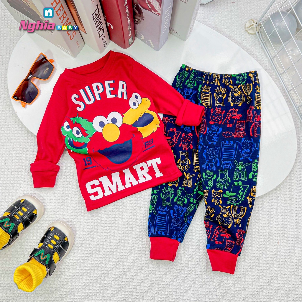 Đồ bộ dài bé trai - Bộ Quần áo dài tay bé trai - Đồ bộ dài tay cho bé trai chất bozip NGHĨA BABY dành cho bé từ 9-19kg