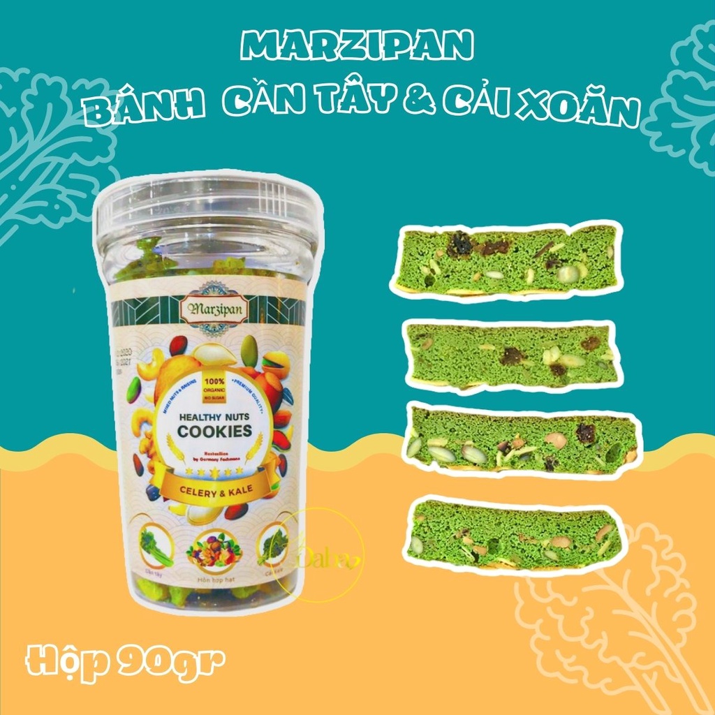 Bánh Biscotti Ăn Kiêng Marzipan Rau Tươi Cần Tây &amp; Cải Kale Hũ 90 Bổ sung chất xơ dùng ăn kiêng ăn chay giảm cân eat cl