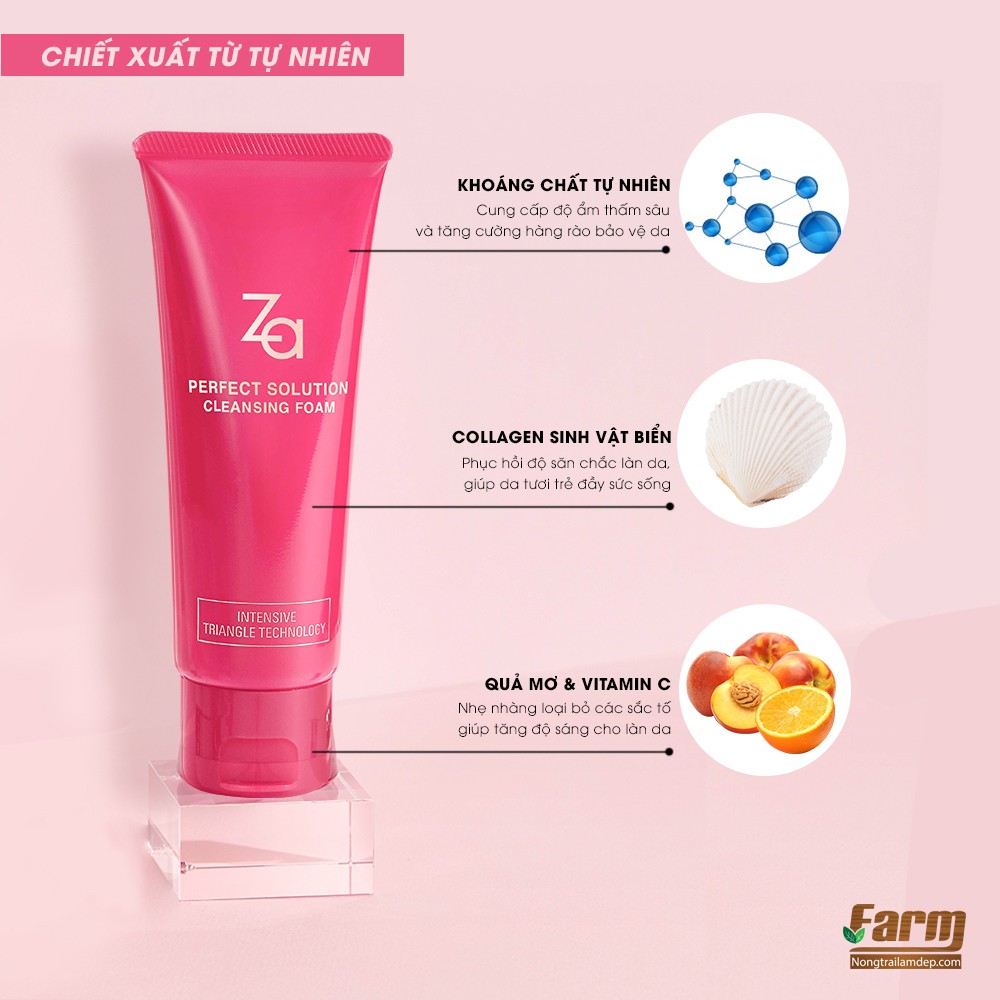 Sữa rửa mặt trắng da ngăn ngừa lão hóa ZA + Tặng Khăn Giấy Tẩy Trang Farm Skin