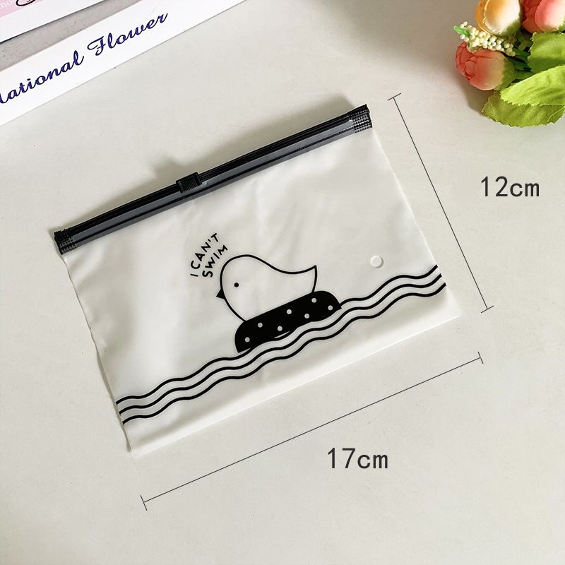 Túi zip nhựa đựng phụ kiện, scrunchies 12x17cm hình gà con dễ thương