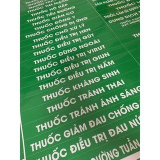 Bộ Tem Dán Tủ, Bộ Nhãn Danh Mục Thuốc