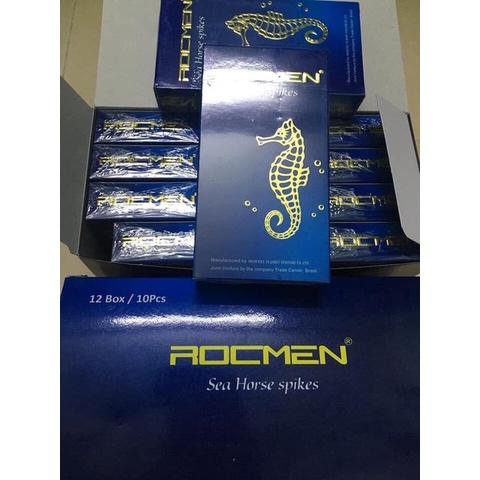 Bao cao su Rocmen Cá Ngựa Xanh gân gai, kéo dài thời gian hộp 10 bao - MQPHARMACY