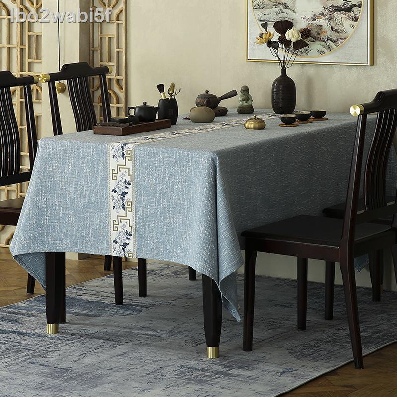✉ ♦ lbo2wabi5fKhăn trải bàn kiểu Trung Quốc mới vải cotton, màu xanh lam, sợi gai dầu, lá cây cà phê, xám