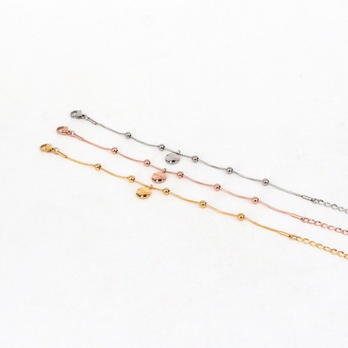 Lắc Tay Sợi Mì Mặt Tròn Khắc Chữ Lucky Titan Ko Đen TT 3246