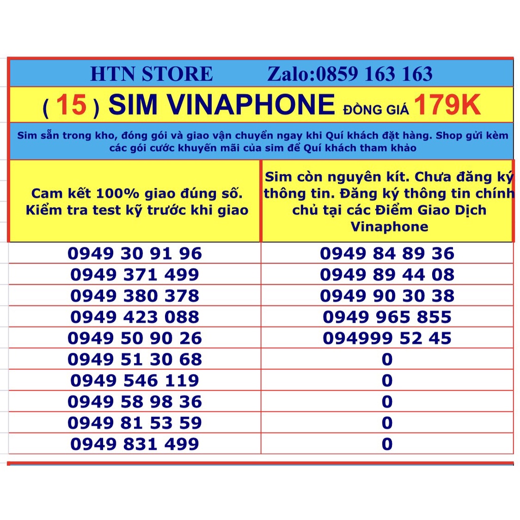 Sim vinaphone số đẹp giá rẻ đồng giá 179k - sim trả trước (15)