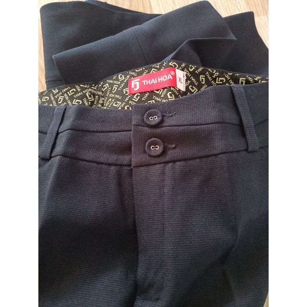 Quần tây Thái Hoà xanh đen mã 935 vải dày, co giãn.