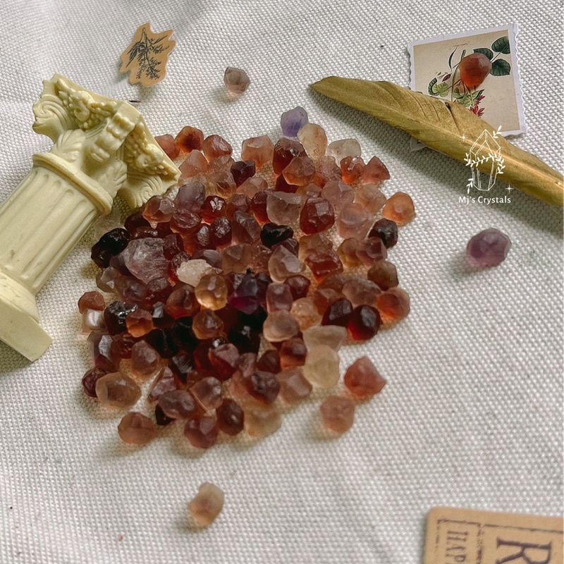 Đá thô Garnet Brazil cam sưu tầm, handmade, reiki, thanh tẩy thiền định