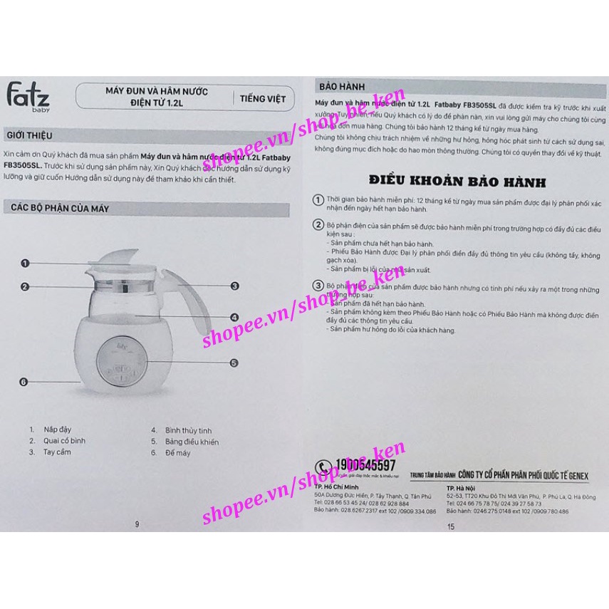 Máy đun và hâm nước pha sữa điện tử 1200ml Fatzbaby Quick 1 - Fatz FB3505SL