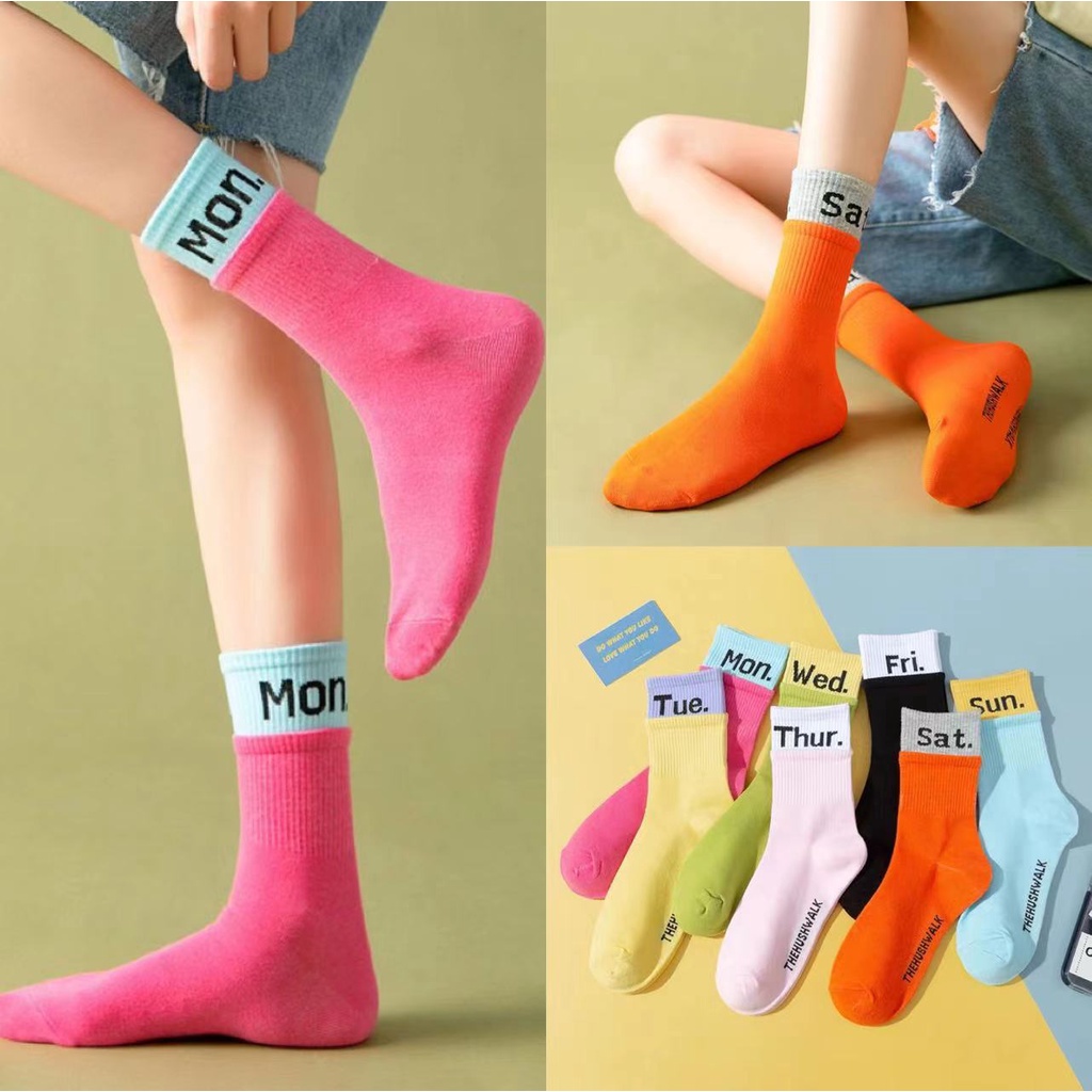 Vớ Thể Thao Bằng Cotton Nhiều Màu Sắc Phong Cách Đường Phố Nhật Bản Cho Nữ