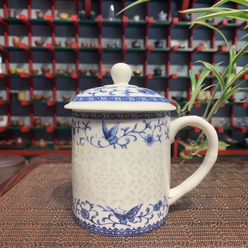 Cốc Sứ Cảnh Đức Hoa Lá Tây Dung tích 320ml