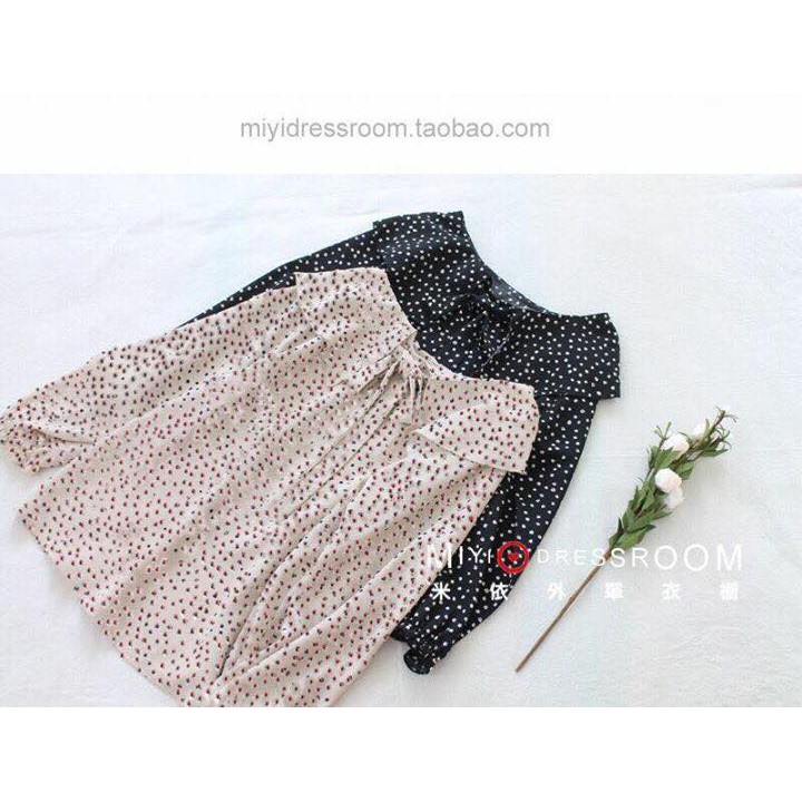 áo bèo cổ nơ chấm bi