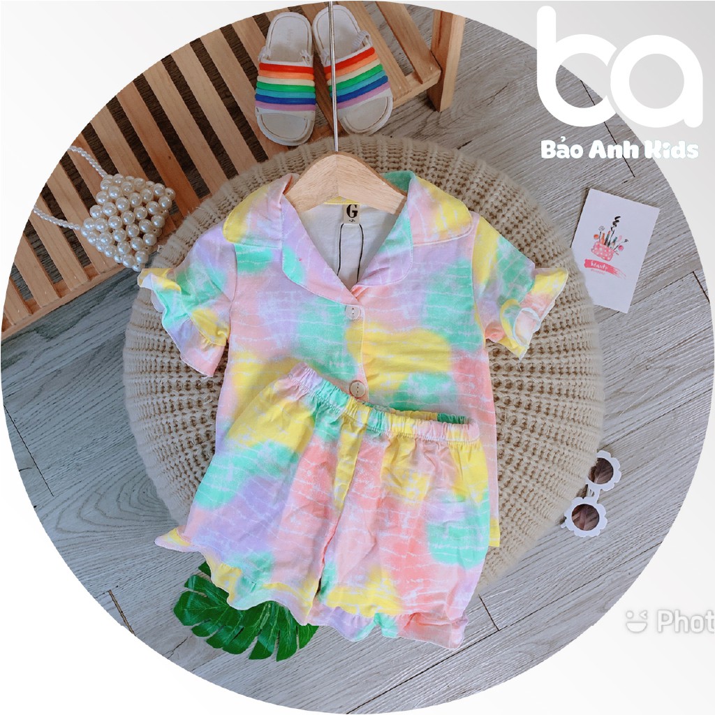 Bộ Pijama Cho Bé Gái, Bộ Ngủ Cộc Tay Bèo Nhiều Màu Sắc Chất Cotton Cao Cấp Mềm Mịn Cho Bé (9-20kg)