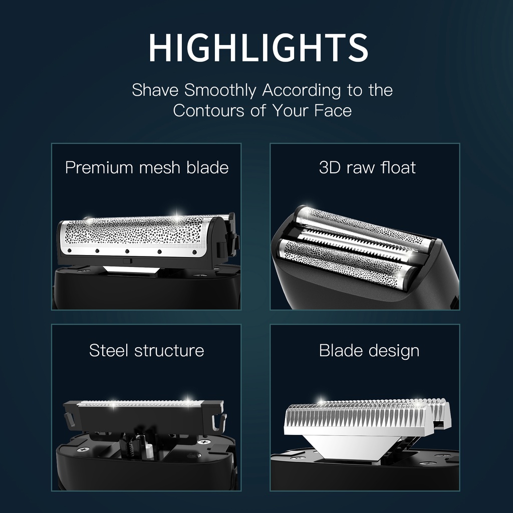 Máy Cạo Râu KENSEN 3 Cánh Có Thể Sạc Lại Chống Thấm Nước IPX7