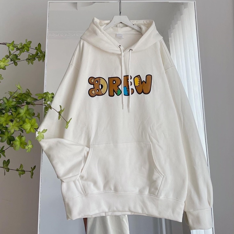 [ Rẻ vô địch ] Áo hoodie nỉ form rộng mũ hai lớp - Drew gấu