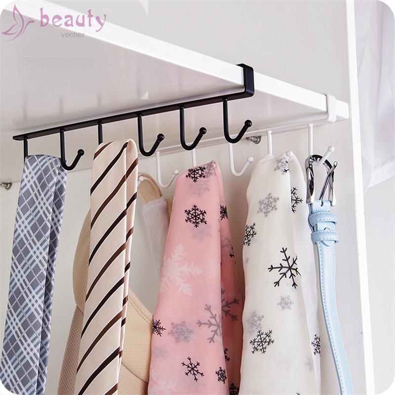 Giá đỡ 6 móc màu đen- trắng dùng treo đồ tiện dụng