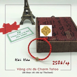 Vòng Chỉ Đỏ Charm Tattoo Mạ Vàng 24k (trì chú tại Chùa Vàng Thái Lan)