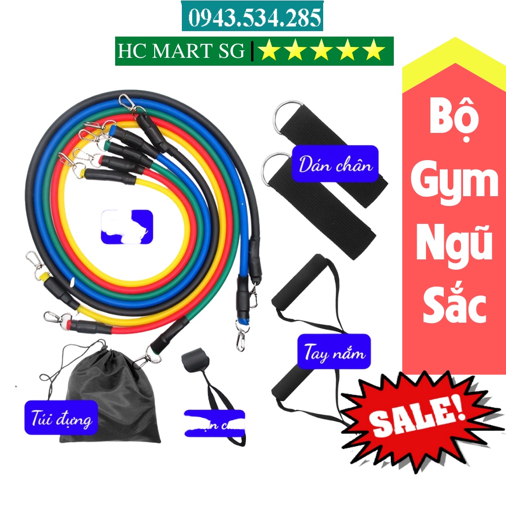 Dây kháng lực, Bộ 5 dây tập gym, Dụng cụ thể dục kéo lò xo ( tummy trimmer ) - Thể dục dễ dàng và hiệu quả - FREESHIP