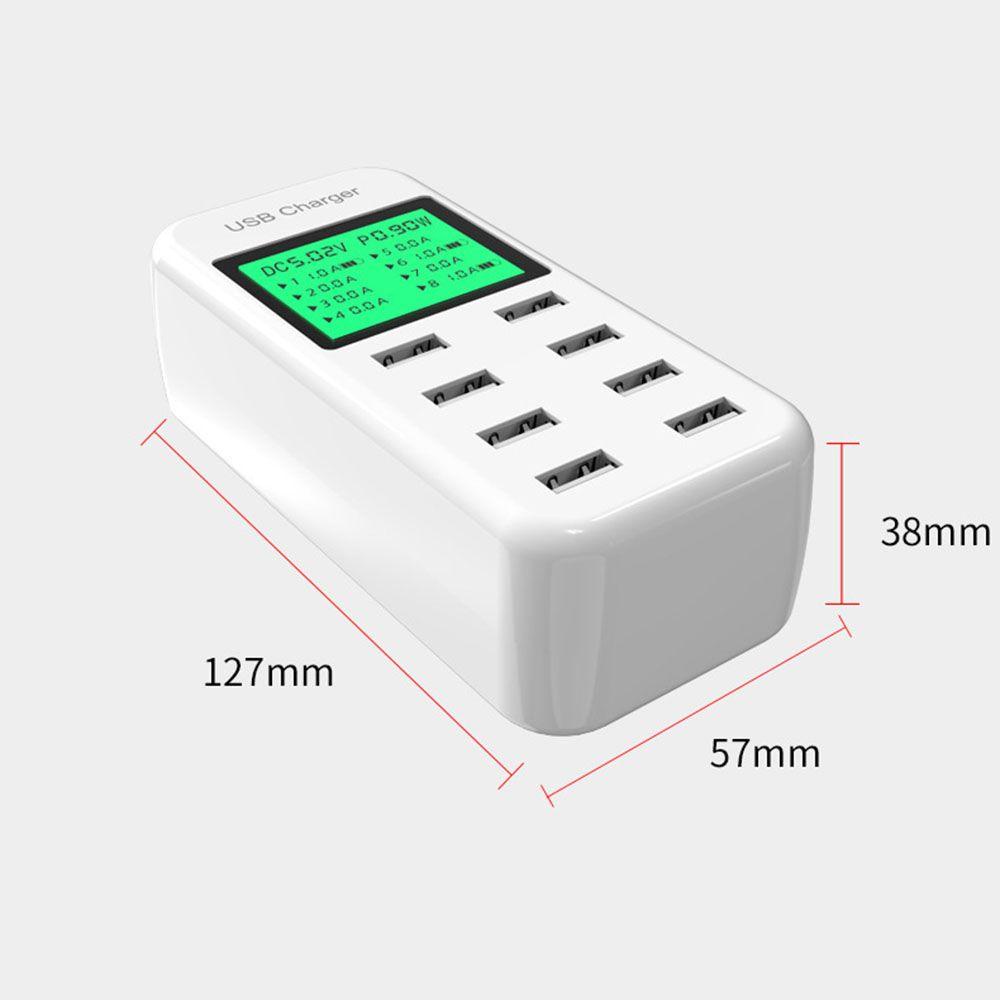 Cục Sạc Nhanh An Toàn 8 Cổng USB Gắn Tường Hiển Thị LCD Cổng USB AC Có Màn Hình LCD Sạc Nhanh An Toàn