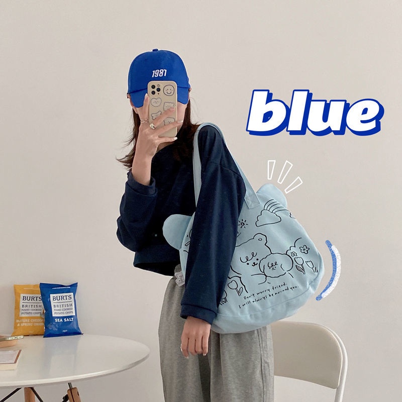 Túi đi học ENVIROSAX bằng vải canvas hai mặt sức chứa lớn hình gấu dễ thương dành cho nữ