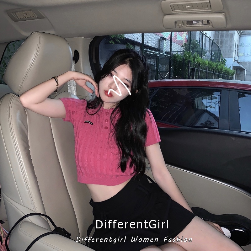 Áo croptop dệt kim tay ngắn màu trơn thời trang đơn giản cho nữ | BigBuy360 - bigbuy360.vn