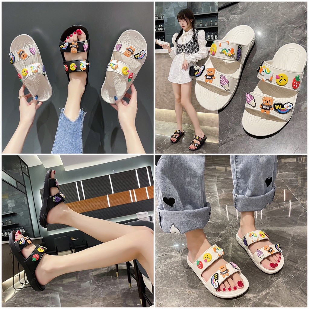 Dép lê nữ cross 2 quai ngang bánh mì độn đế 3 cm chất liệu eva unisex ulzzang dép đúc đi mưa siêu nhẹ-giày dép 97