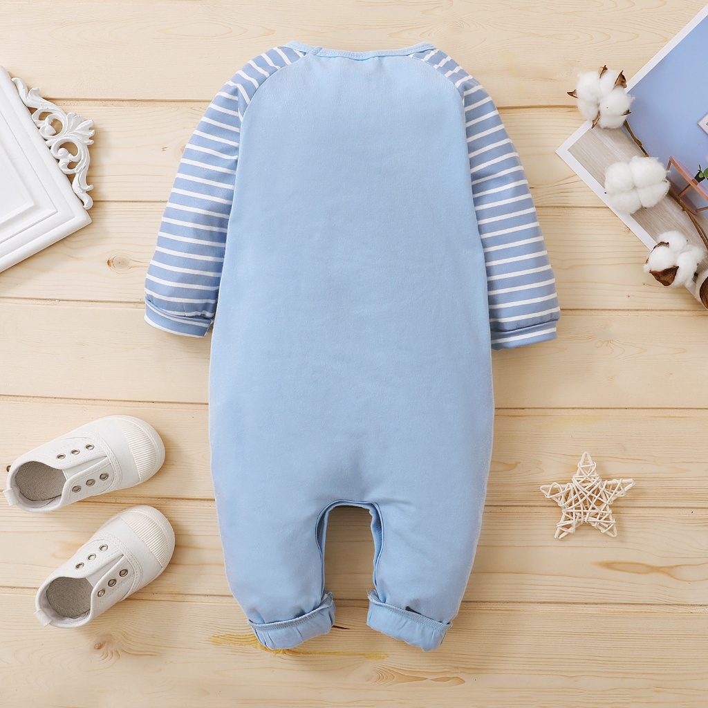 Mikrdoo Đồ Áo Liền Quần Sọc Ngang Cho Bé Mới Sinh