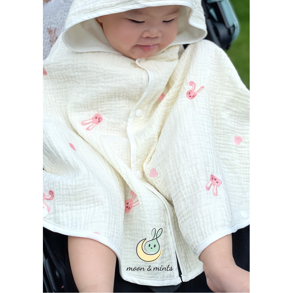 Áo choàng đa năng thêu họa tiết cho bé, phong cách Hàn Quốc