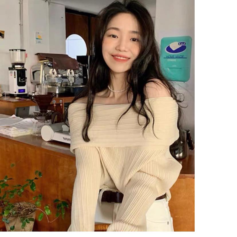 Áo len trễ vai Kim Hoàng Clothing áo len tăm form rộng tay dài sexy dáng đẹp thời trang kiểu Hàn Quốc