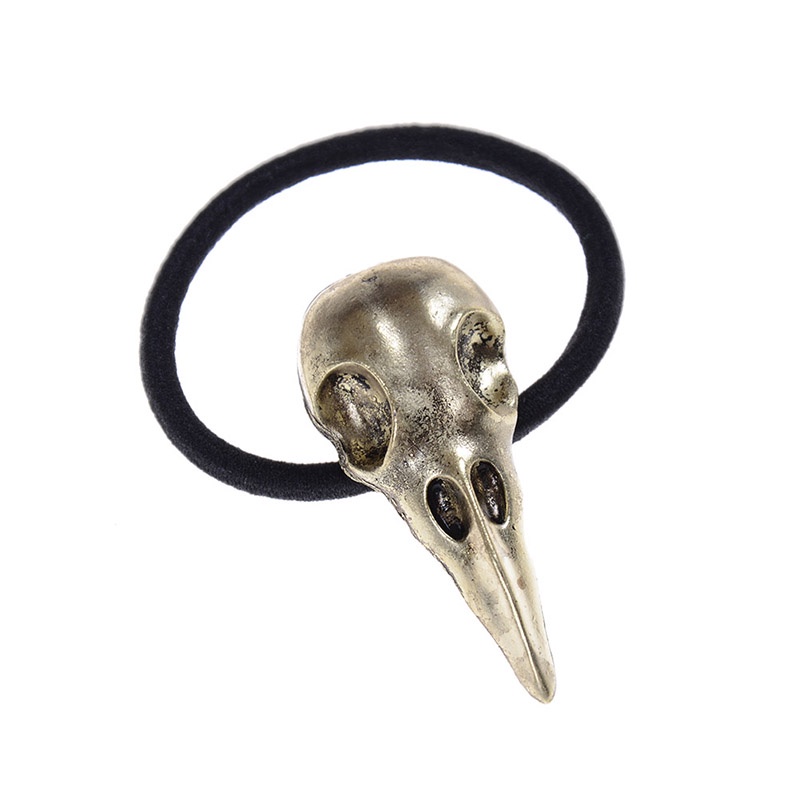 [finefinebubble 0609] Pop Halloween Silver Bird Skull Hair Tie Plague Doctor Crow Raven Cool Elastic Band