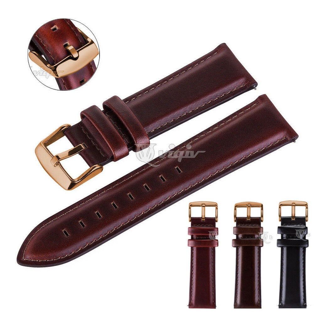Dây Đồng Hồ Bằng Da Thật 18 20 22mm Kèm Chốt Tháo Gỡ Nhanh