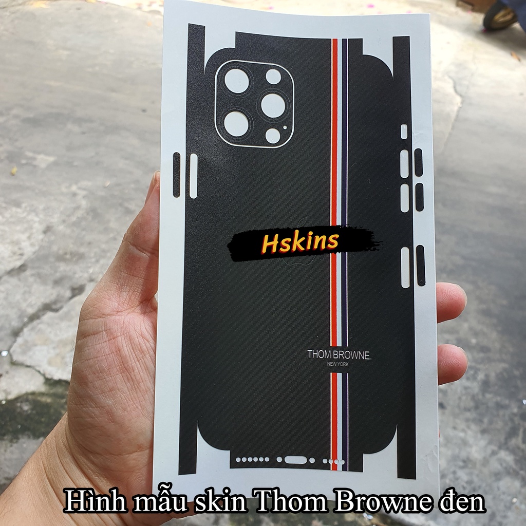 Miếng dán Skin THOM BROWNE đen iPhone 14 Pro Max / 13 Pro Max / 12 Pro Max / 11 Pro Max / Xs Max in UV cao cấp