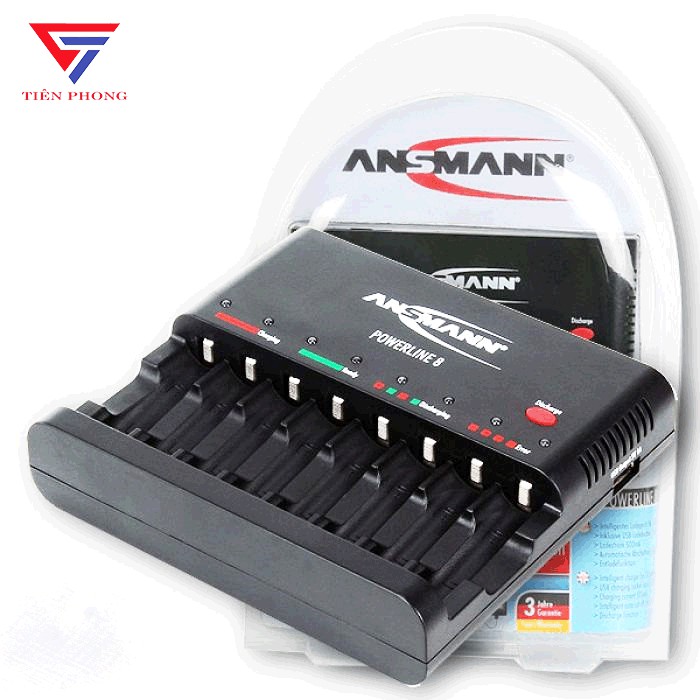 Máy Sạc pin Ansmann Powerline 8  Chính Hãng 8 khe pin tiện lợi