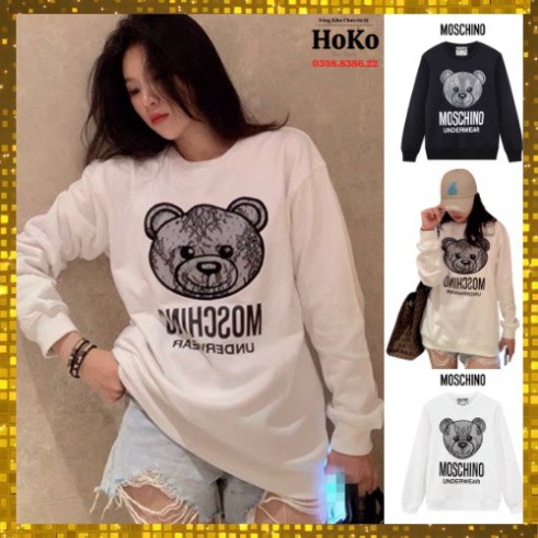 áo sweater unisex form rộng áo moschino in hình gấu chất liệu nỉ, co giãn 4 chiều HOKO