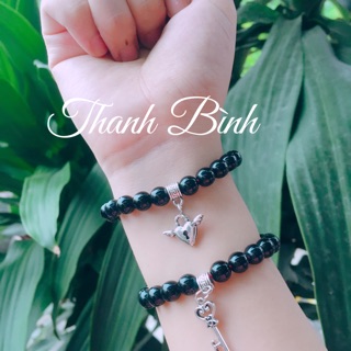 Vòng tay đôi ổ khoá và chìa khoá (hạt nhựa)