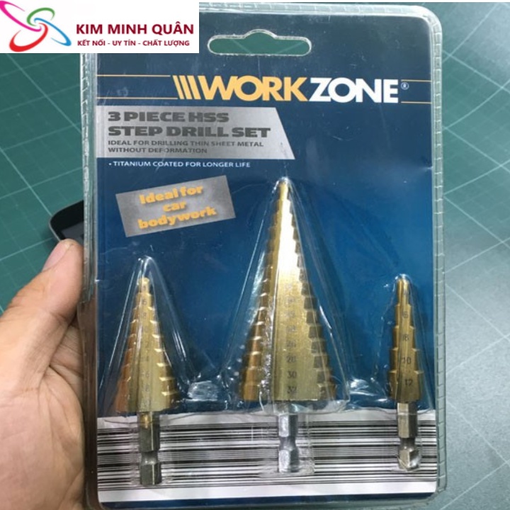 Bộ 3 Mũi Khoan Tháp Chân Lục Giác WORK ZONE