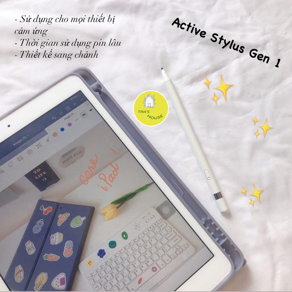 Bút cảm ứng điện dung cho điện thoại,máy tính bảng android,ipad (2017 trở xuống)  Gen 1+ Tặng kèm sticker đáng yêu