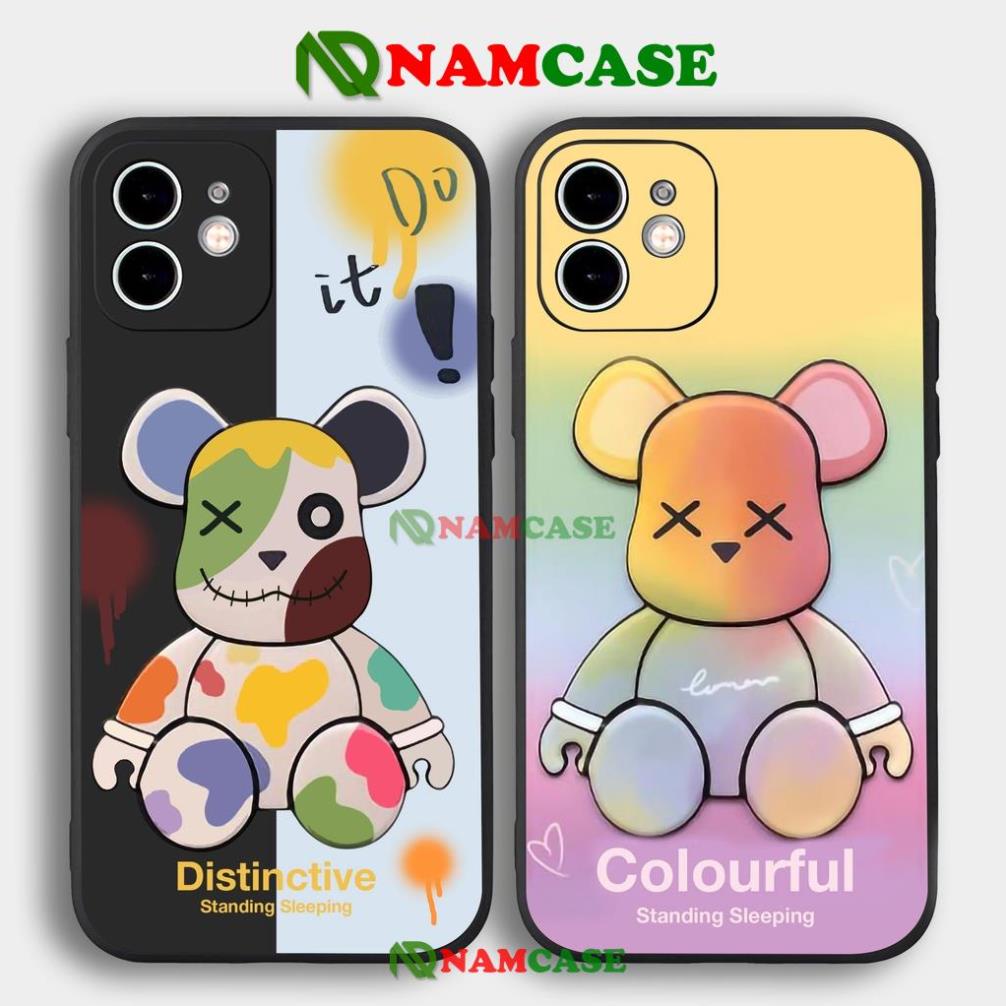 Ốp lưng iPhone Gấu Beabrick cạnh viền vuông silicon mềm dẻo cho iphone 6/6s/7/8/X/XS/XR/11/12/13 Pro Plus Max cute