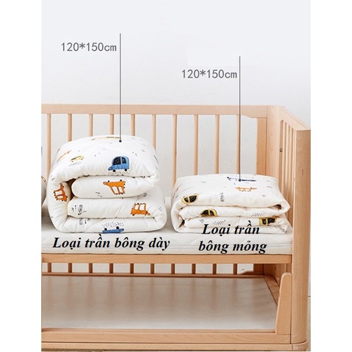 Chăn Cotton Trần Bông Siêu Nhẹ, Siêu Ấm Cho Bé Họa Tiết Đáng Yêu