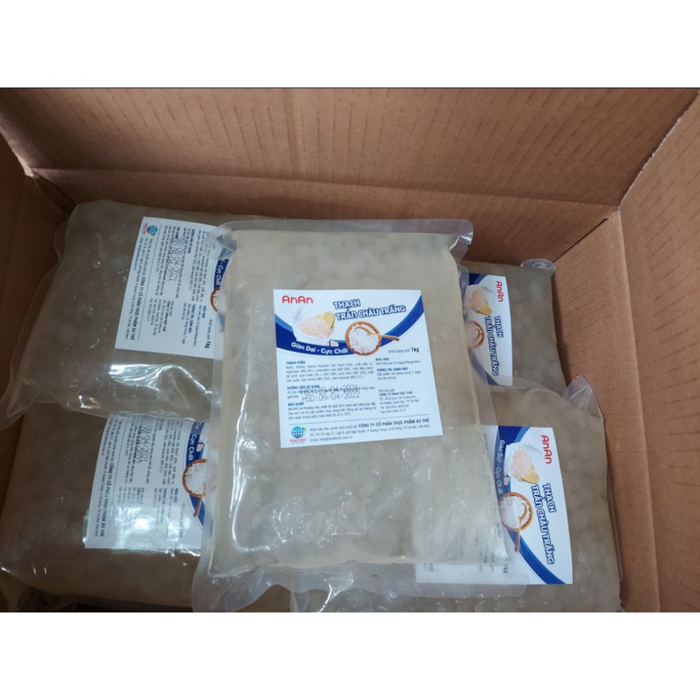 Thạch 3q trắng gói 1kg - trân châu ngọc trai loại 1kg tiện dụng