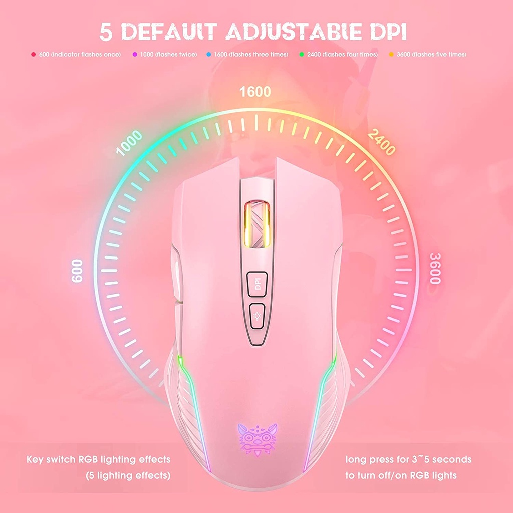 ONIKUMA CW905 Chuột chơi game không dây Bluetooth RGB kết nối không dây 2.4GHz Có thể chuyển đổi DPI 5 tốc độ