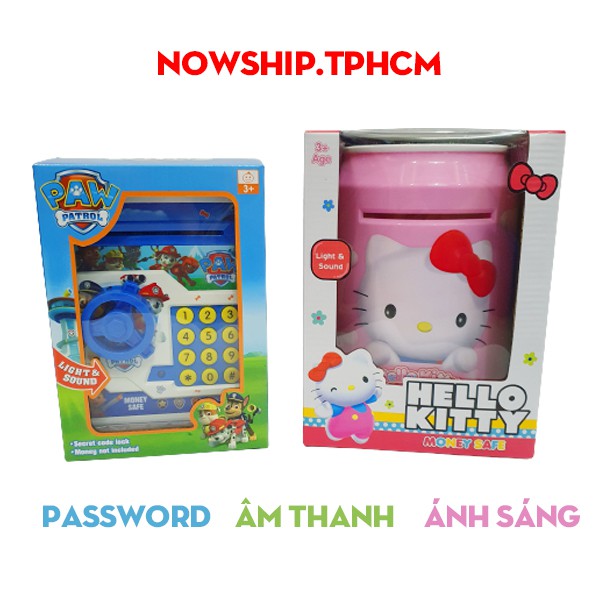 Đồ chơi heo đất cho trẻ em, két sắt ống heo màu hồng (hình Hello Kitty) và màu xanh thông min dạy bé tiết kiệm tiền