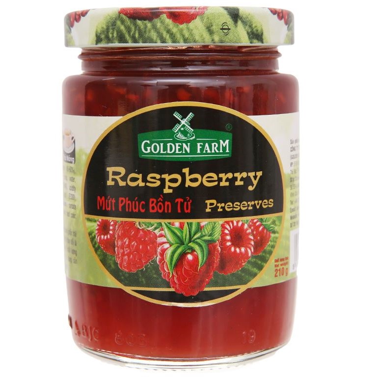 Mứt Phúc Bồn Tử Raspberry Presevers GOLDEN FARM 210G - ăn kèm kem, sinh tố, bánh mì, sandwich, trà nóng