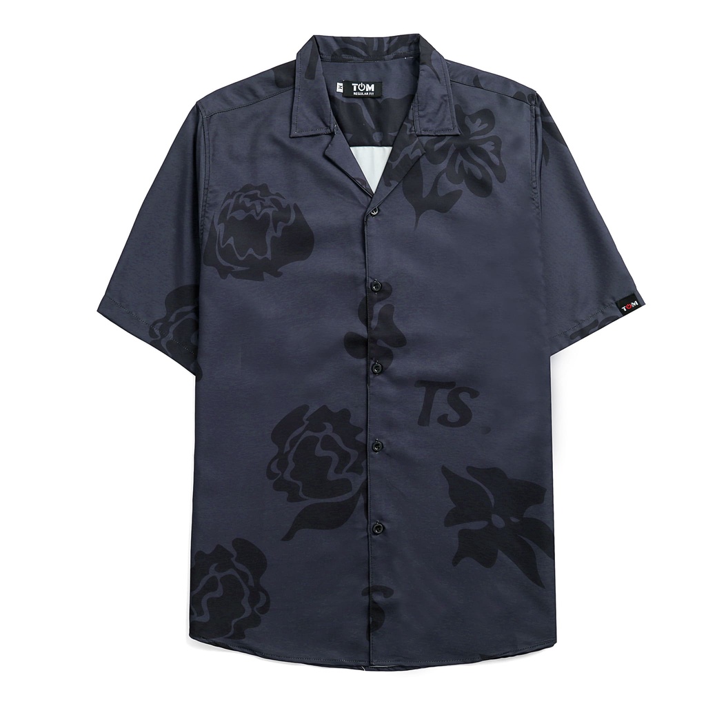 Áo Sơ Mi TÓM Nam/Nữ Fullbox, vải lụa thoáng mát, không nhăn, form regulafit, áo sơ mi tay ngắn họa tiết BLACK ROSE.